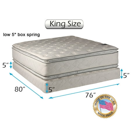 Sleep Number Sofa Bed Dream Solutions Brand Soft PillowTop Mattress and Low Height Box Spring Set with Bed Frame Included - 2-Sided Sleep System with Enhanced Cushion Support, Back Support, Longlasting (King size) ()