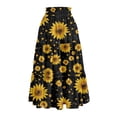 thumbnail image 5 of Yucgh Women's High Waisted Midi Skirt with Drawstring, Floral Pleated Tiered Summer Skirt, Lightweight Flowy Beach Skirt for Casual Wear,Black,2XL, 5 of 5