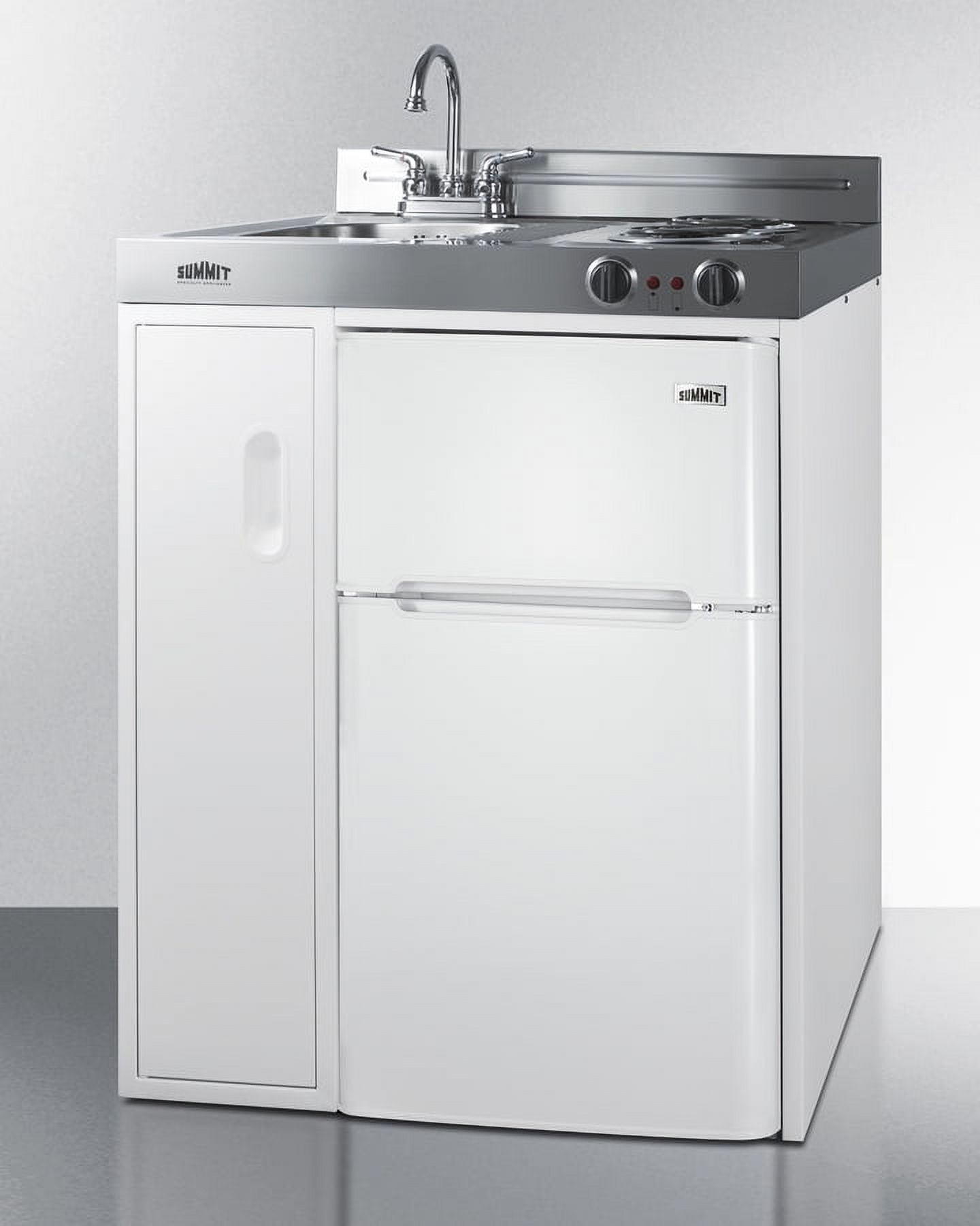 30" Wide All-In-One Kitchenette, White, Glass Burners