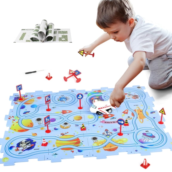 Juego de pistas de carreras Puzzle Racer YOOYID de plástico para niños de 3 a 5 años