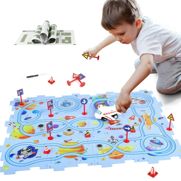 Juego de pistas de carreras Puzzle Racer YOOYID de plástico para niños de 3 a 5 años