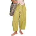 thumbnail image 2 of Kvture Women's Harem Pants High Waisted Baggy Boho Summer Pants for Travel Vacation Loose Trouser Pantalon Confortable Yellow Pant L, 2 of 9