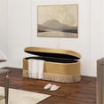 thumbnail image 1 of Pemberly Row 48.5" Oval Tufted Bullion Fringe Storage Bench in Gold Velvet, 1 of 9