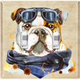 thumbnail image 1 of Metal Light Switch Plate Cover Cute Aviator English Bulldog Outfit DOG012, 1 of 1