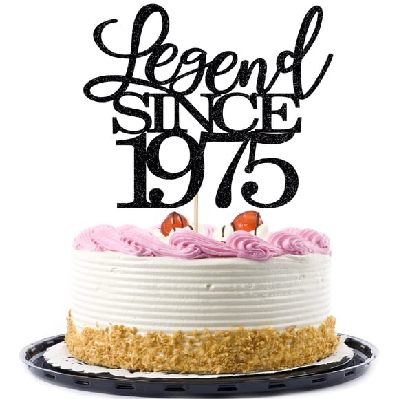 Migeaks Legend Since 1975 Decoración Para Tarta De 49 Cumpleaños, Decoración Para Tarta De Feliz Cumpleaños, Hombres Y Mujeres Animan A 49 Años, Decoración Para Tarta Hecha A Mano Con Purpurina Negra