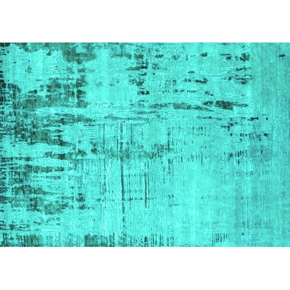 Ahgly Company Indoor Rectangle Oriental Turquoise Blue Industrial Area Rugs, 2' x 5'