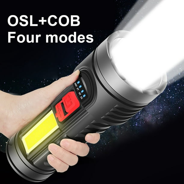 Lampe torche rechargeable USB extérieure OSL + COB LED Lampe torche ultra  lumineuse 4 modes 