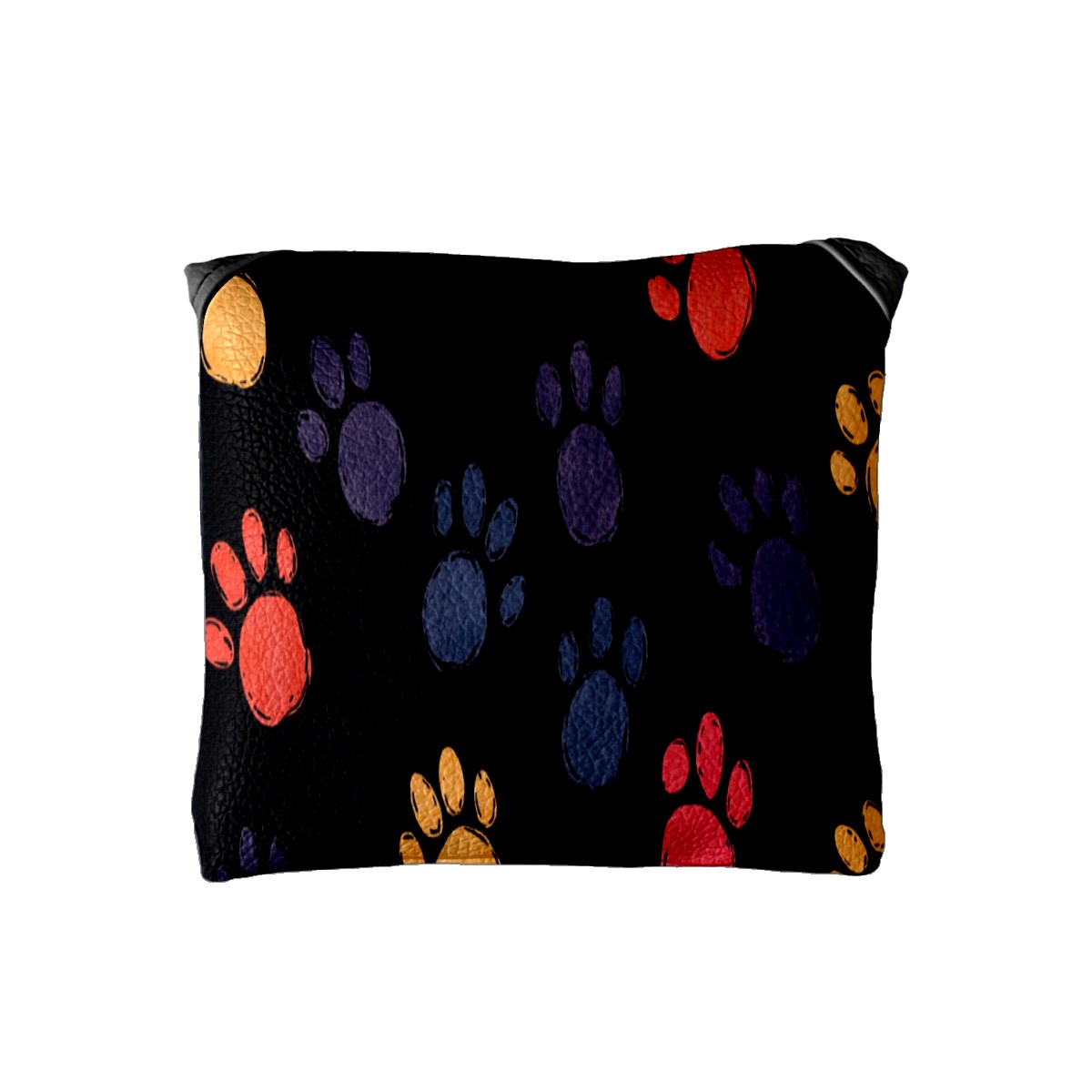 Golf Mallet Putter Cover Premium Leather Waterproof Golf Putter Head Cover with Magnetic Closure Colorful Dog Paw Prints
