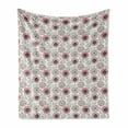 thumbnail image 1 of Circle Pattern Soft Flannel Fleece Throw Blanket, Doodle in Hand Drawn Flower Sketches Garden Art, Cozy Plush for Indoor and Outdoor Use, 60" x 80", Pale Green Pastel Pink, by Ambesonne, 1 of 6