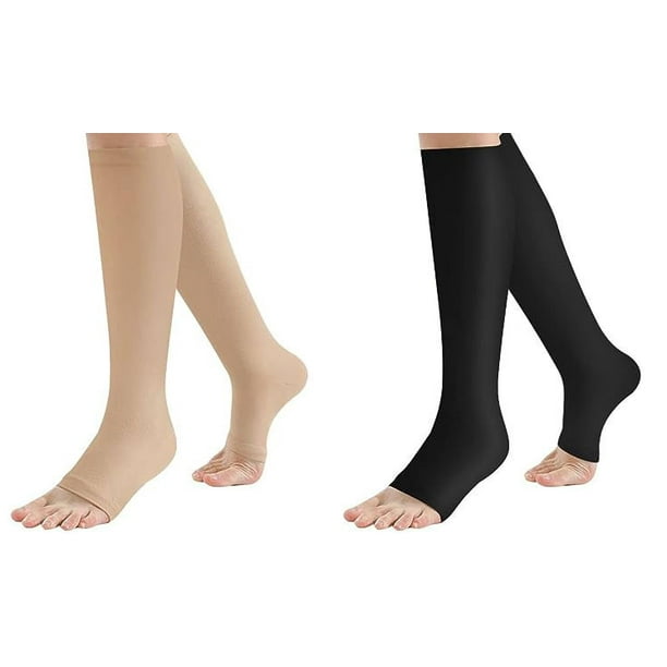 AMITOFO Compression Socks for Women Wide Calf 2 Pairs Plus Size Toeless