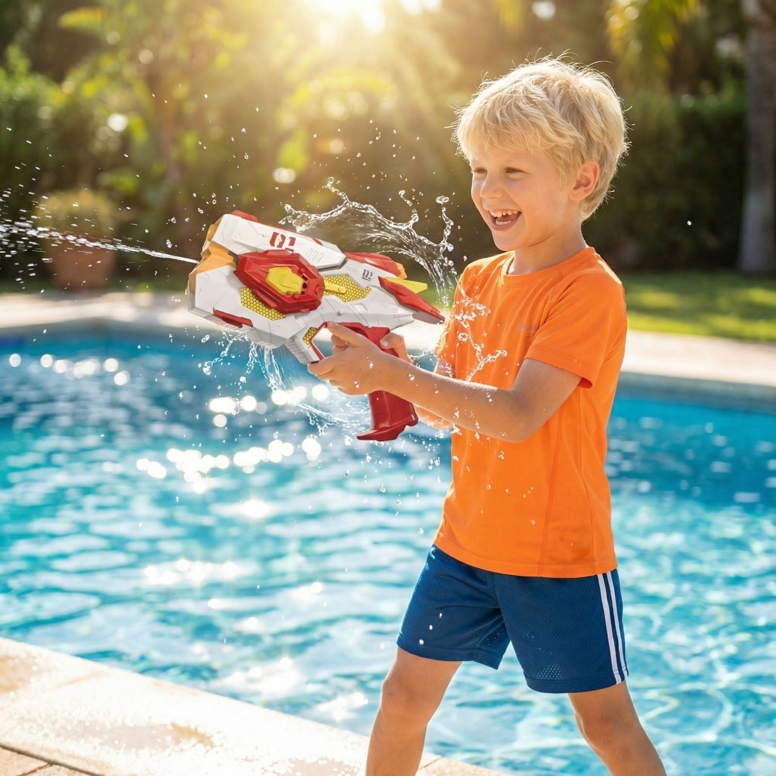 High Performance Electric Water Squirt Blaster, Automatic Water Blaster for Summer Outdoor Swimming Pool Party, Rapid Fire Soaker, Beach Play Equipment, D