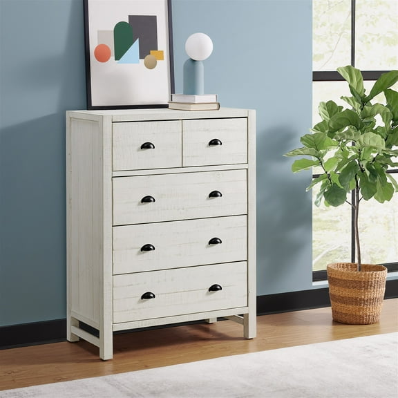 Alaterre Furniture Windsor 5-Drawer Chest of Drawers, Driftwood White