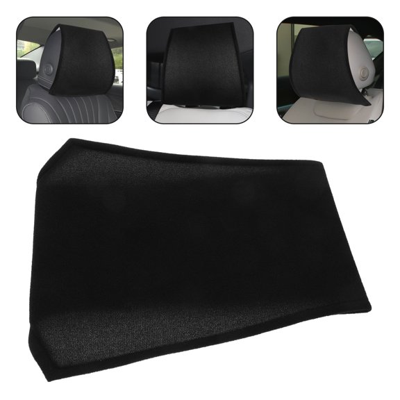 OUNONA Easy-Install Black Cotton Velvet Car Headrest Cover for Most Vehicles