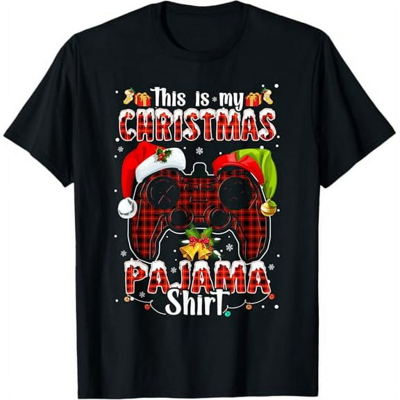 This Is My Christmas Pajama Shirt Red Plaid Xmas Gamer Boys T-Shirt