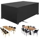 thumbnail image 1 of Funda rectangular para muebles de exterior, resistente, impermeable, para mesas y sillas de jardín duraderas, con cuerda ajustable y revestimiento de PU plateado para protección UV, color negro, 1 of 5
