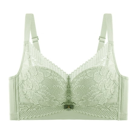 Yyeselk Lace Bras for Women Comfort Sexy Wireless Push Up Bra Soft Full Coverage Anti Sagging Lift Up Bras Breathable Everyday Bra Green 36