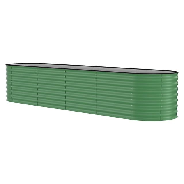 Raised Garden Bed – Galvanized Steel Large Planter Box – Open Bottom, Rust-Resistant – Easy Assembly – 60cm Height – Green, Anti-Cut Strips – 240x60x60cm