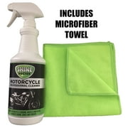 Shine Doctor Motorcycle Cleaner 32 oz. with Microfiber Towel.  Cleans Chrome, Wheels and Glass and Removes Grime, Bugs and Grease