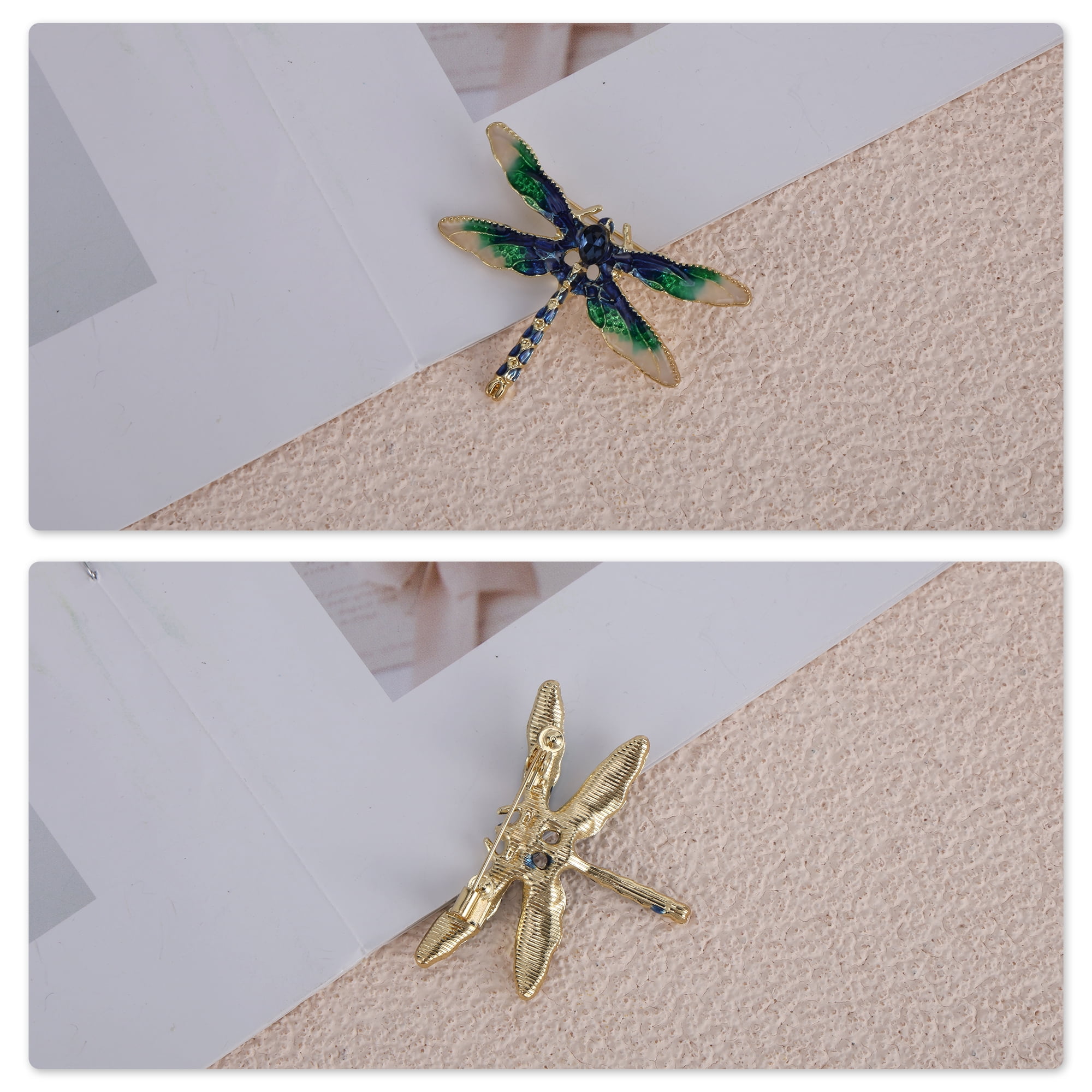 Unique Bargains Elegant Dragonfly Brooch for Coats, Jackets, Dresses, and More Green