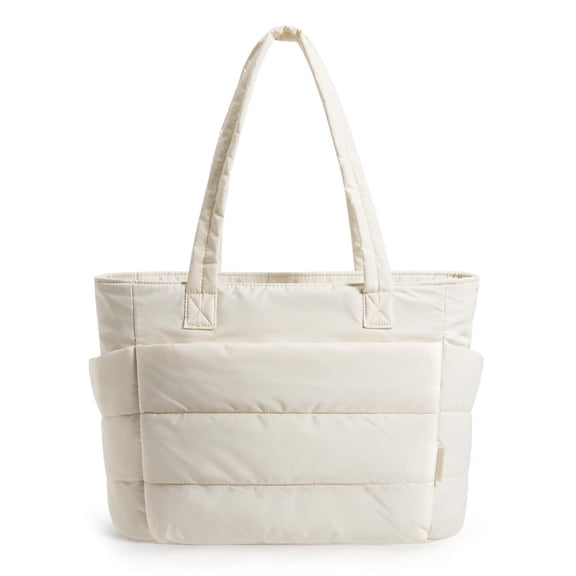 Puffy Tote Bag for Women, Lightweight Work Tote Handbag | 20L for 15.6" Laptop/ 18L for 15.6" Laptop, Quilted Shoulder Bag for Travel College Gym Daily
