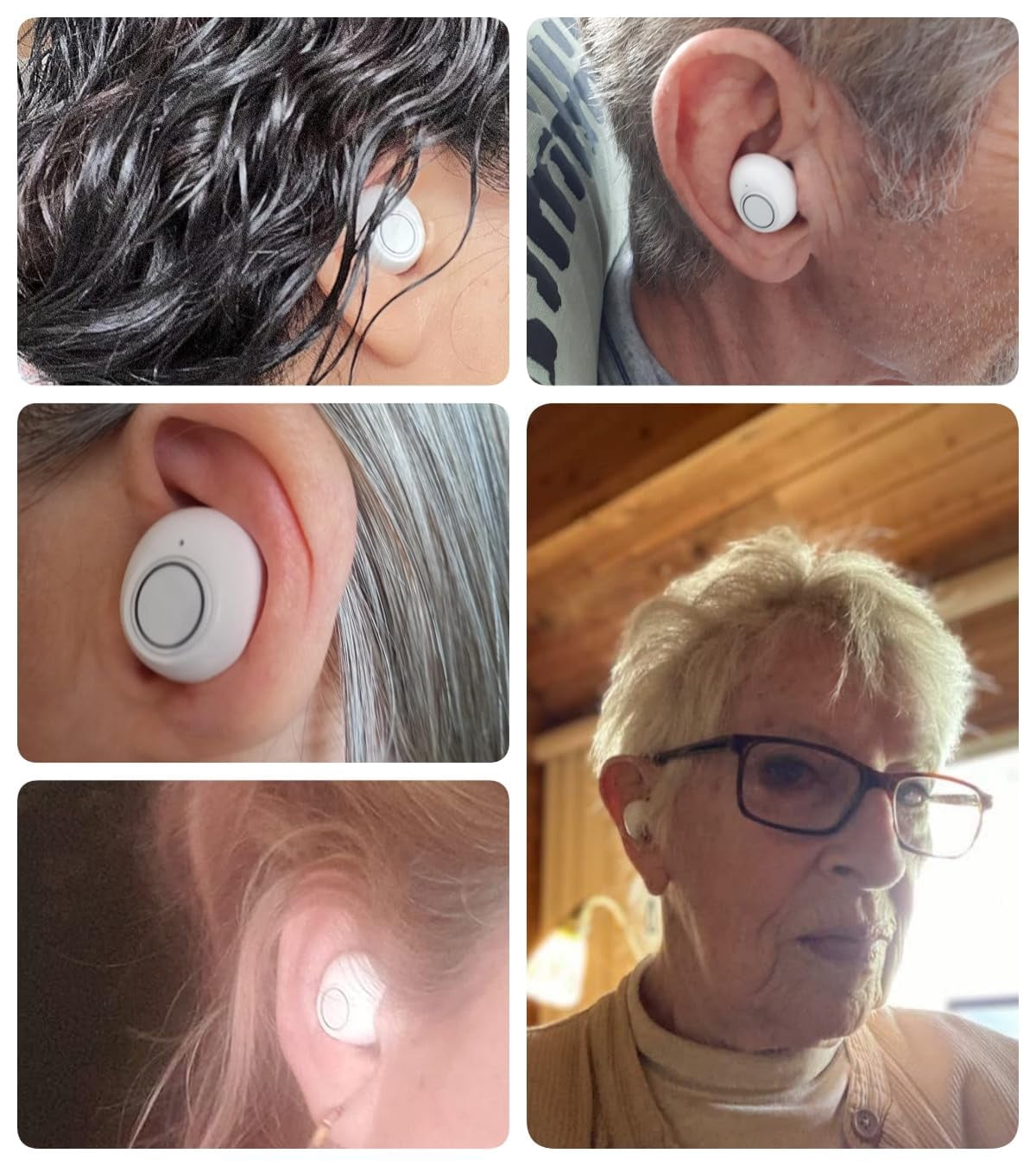 SUWU Hearing Amplifier Aid Rechargeable Digital Personal Sound Amplifier Devices ITE for Seniors,Inner-Ear Hearing aid,TV,2-Pack with Charging Box (White)