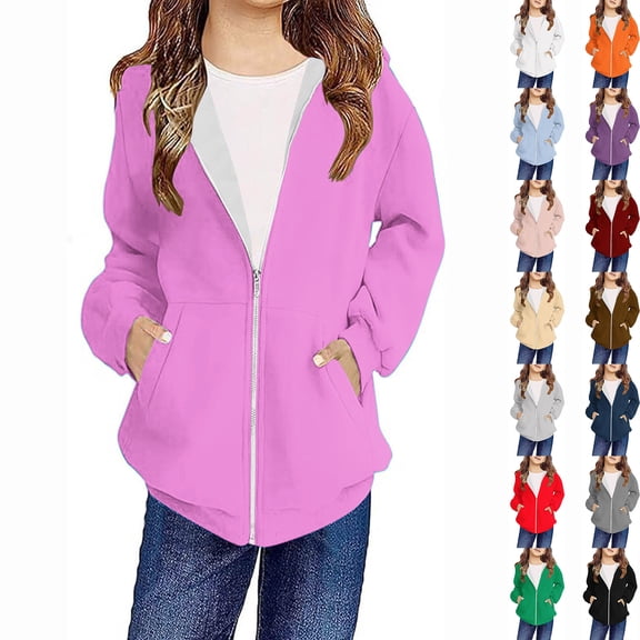 Swuxness Toddler Hooded Fall Jackets Long Sleeve Solid Color Casual Short Windbreaker Coat