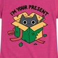 thumbnail image 3 of Instant Message - Cat Christmas Present - Toddler & Youth Girls Short Sleeve Graphic T-Shirt, 3 of 6