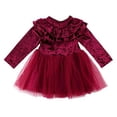 thumbnail image 6 of Styles I Love Little Girls Long Sleeve Ruffle Trim Velvet Tutu Dress Holiday Christmas Party Dresses, 6 of 6