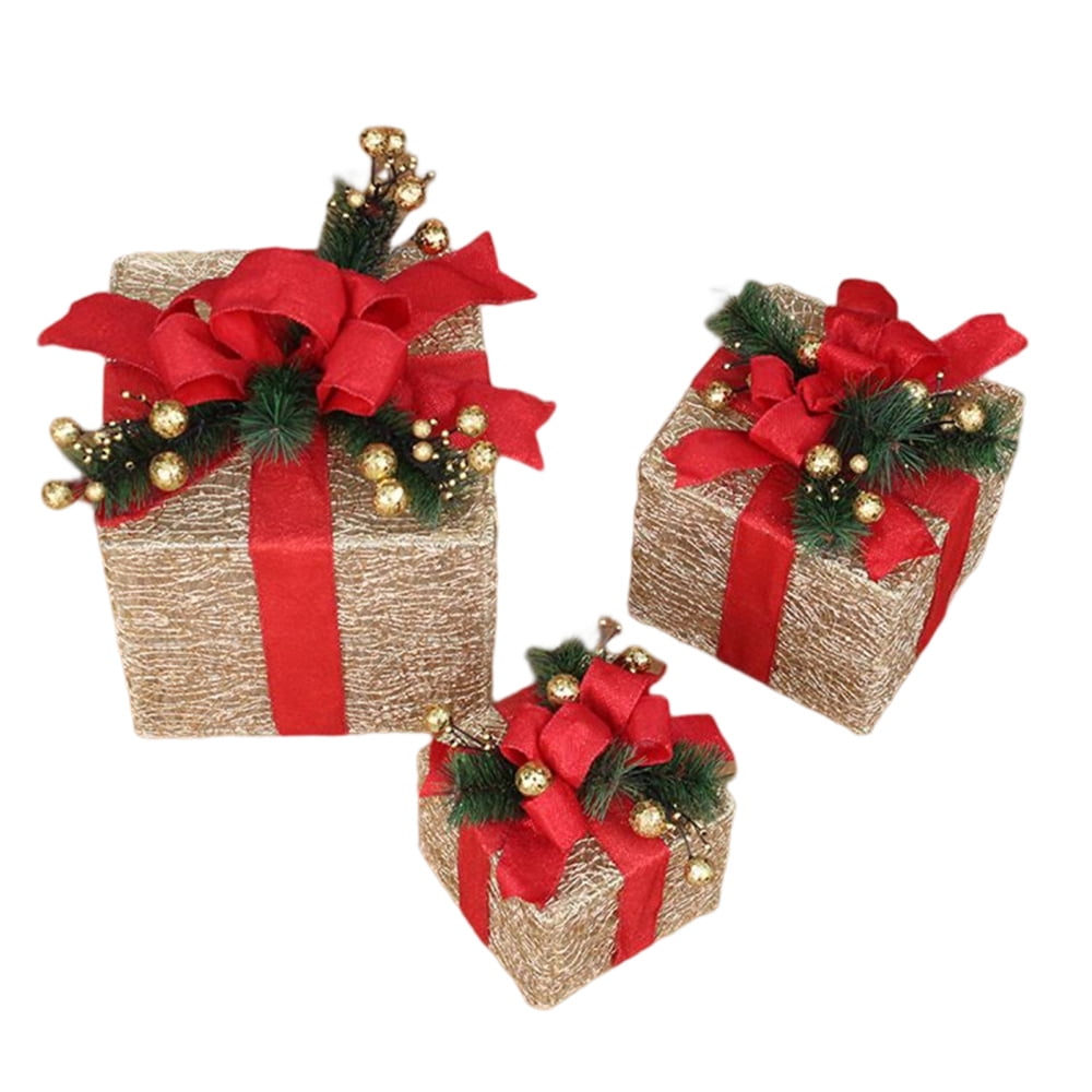 Northlight Set of 3 Lighted Rattan Gift Boxes with Burlap Bows Christmas  Decorations 9, 3 - Harris Teeter