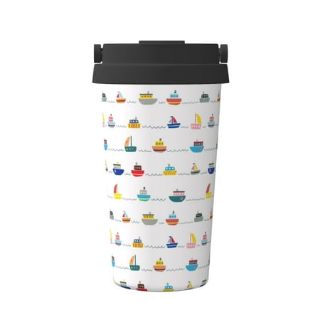 

Matuu Color Ships for Insulated Coffee Mug Reusable Travel Coffee Cup Spill Proof 16oz Stainless Steel Coffee Cups for Hot/Ice Coffee Tea