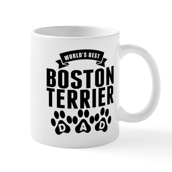 CafePress - Worlds Best Boston Terrier Dad Mugs - 11 oz Ceramic Mug - Novelty Coffee Tea Cup