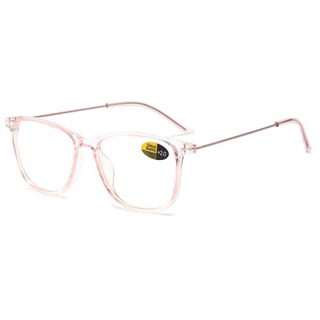Men Women Eye Protection Portable Vintage Reading Glasses Ultra Light Frame Anti-Blue Light Eyeglasses PINK STRENGTH 350