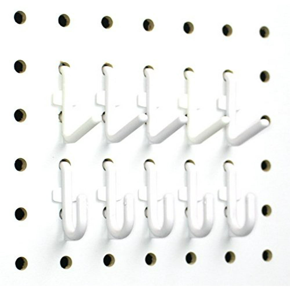 White Pegboard Locking Hooks 25 J Hooks & 25 L Hooks 50 pack Walmart
