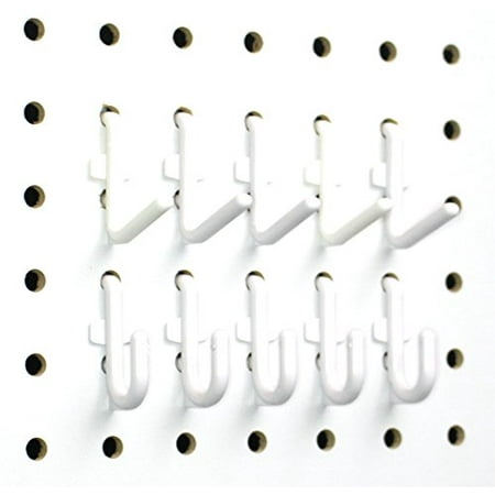 Locking Pegboard Hook - White Pegboard Locking Hooks 25 J Hooks & 25 L Hooks 50 pack