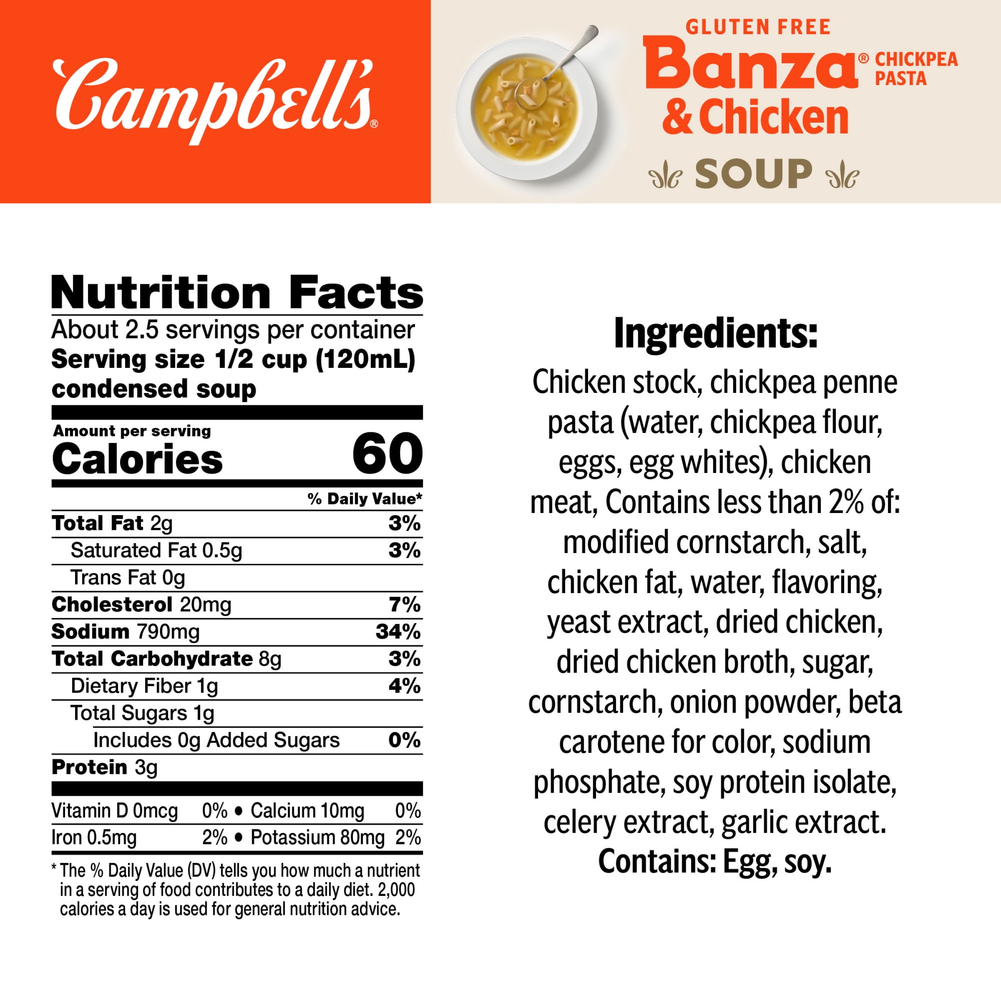 Campbell's Condensed Banza Chickpea Pasta and Chicken Soup, 10.75 oz Can