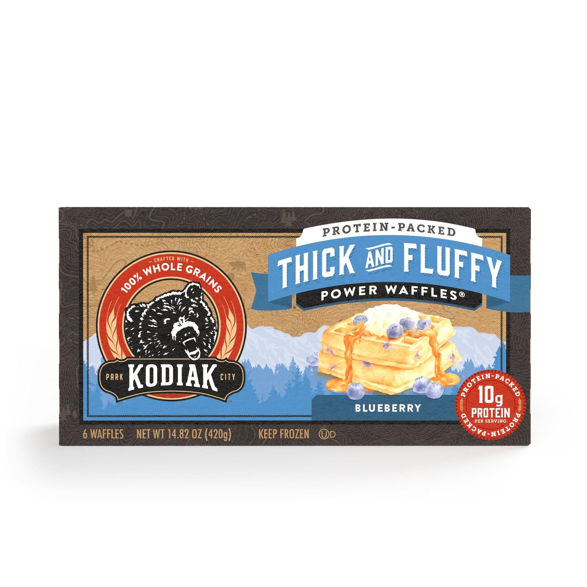 Kodiak Cakes Blueberry Thick & Fluffy Protein Waffles, 14.82oz, 6 CT