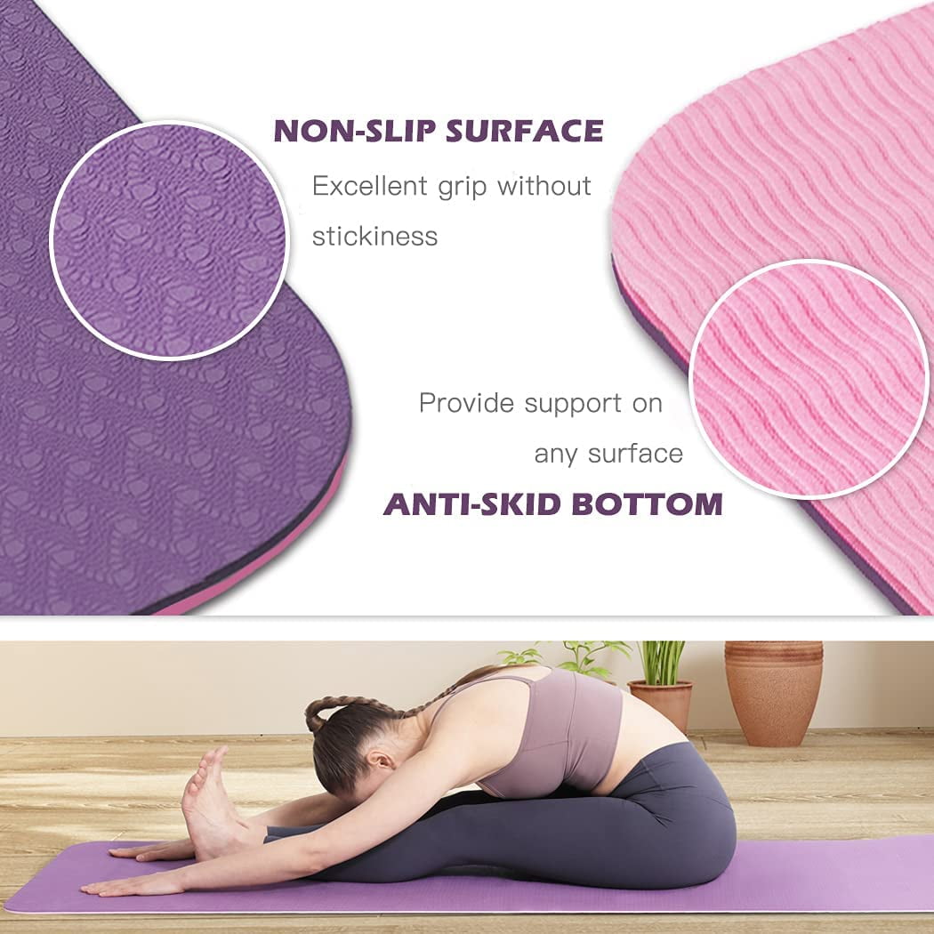 UMINEUX Extra Wide Yoga Mat 1/4" Thickness TPE Yoga Mats Non Slip, Purple