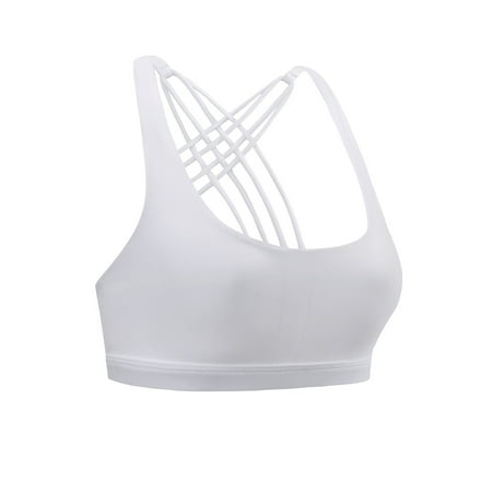 

TureClos Women Girls Cross Back Strape Sports Bras Seamless Fitness Solid Color Bra