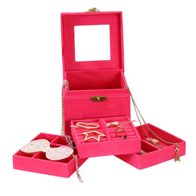 Up to 65% Off Jewelry Box Organiser Three Layer Jewelry Storage Case for Rings Earrings Necklace Rings Earring Jewelry on Clearance