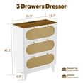 thumbnail image 2 of 3-Drawer Rattan Dresser Set of 2, 63" Wide Wooden Chest with 3-in-1 Charging Station, TV Stand & Storage Organizer for Bedroom, Living Room, Hallway (White & Brown), 2 of 8