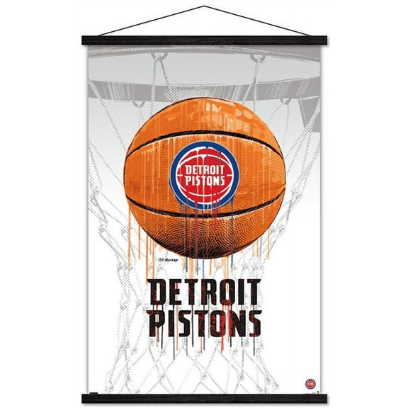 NBA Detroit Pistons - Drip Basketball 21 Wall Poster with Wooden Magnetic Frame, 22.375" x 34"