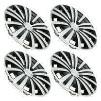 Unique Bargains 4Pcs R16/16 Inch Universal Wheel Rim Hub Cover Wheel Hub Caps Silver Tone Black