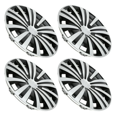 Unique Bargains 4Pcs R16/16 Inch Universal Wheel Rim Hub Cover Wheel Hub Caps Silver Tone Black