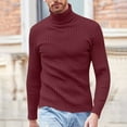 thumbnail image 5 of Miluxas Mens Knitted Turtleneck Sweater Long Sleeve Turtle Neck Ribbed Pullover Sweater thermal Casual High Neck Tops Wine 12(XXL), 5 of 8