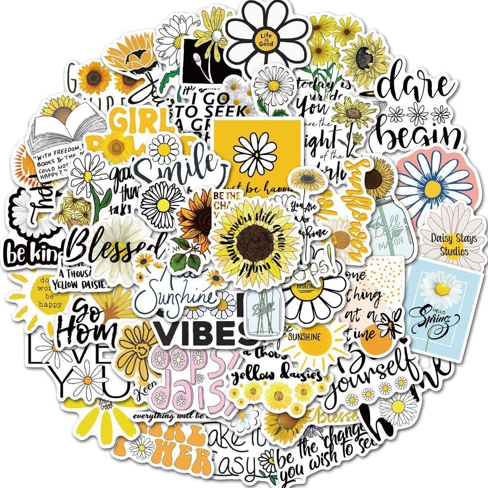 inspirational aesthetic stickers 50 pcs daisy stickers with