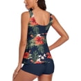 thumbnail image 2 of Trajes de baño para mujer, trajes de baño de dos piezas, camiseta sin mangas con estampado floral y pantalones cortos para niños, trajes de baño con control de barriga MFZFUKR SM-435-4, 2 of 4