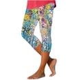 thumbnail image 2 of DDAPJ pyju Womens Summer Floral Capris Buttery Soft Capri Leggings High Waisted Stretch Yoga Running Pants Lightweight Casual Milk Silk Legging Clearance Sale of Today Green L, 2 of 5