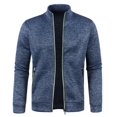 thumbnail image 2 of Men's Full Zip Up Sweatshirt Without Hood Fall Fashion Jackets Zipper Mock Neck Coat Casual Long Sleeve Top With Zipper Pockets Navy XL, 2 of 4