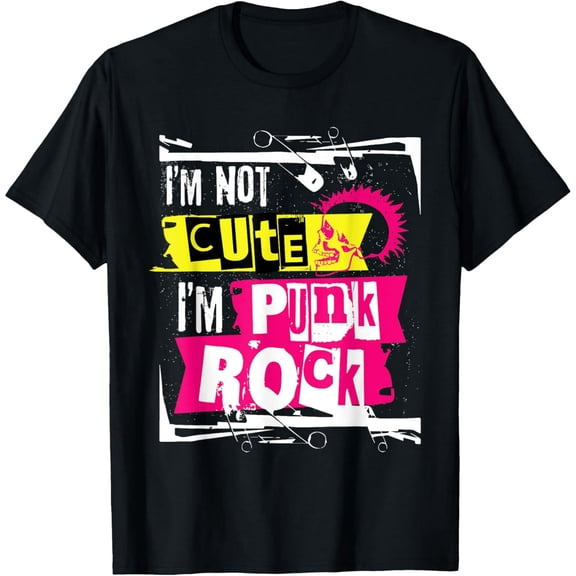 Punk Rock Slogan Skull Safety Pin Graphic Unisex Short Sleeve Tee