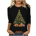 thumbnail image 2 of Elvqul Womens Shirts Plus Size Merry Christmas Tops Print Christmas 3/4 Sleeve Crewneck Shirts for Women, 2 of 5